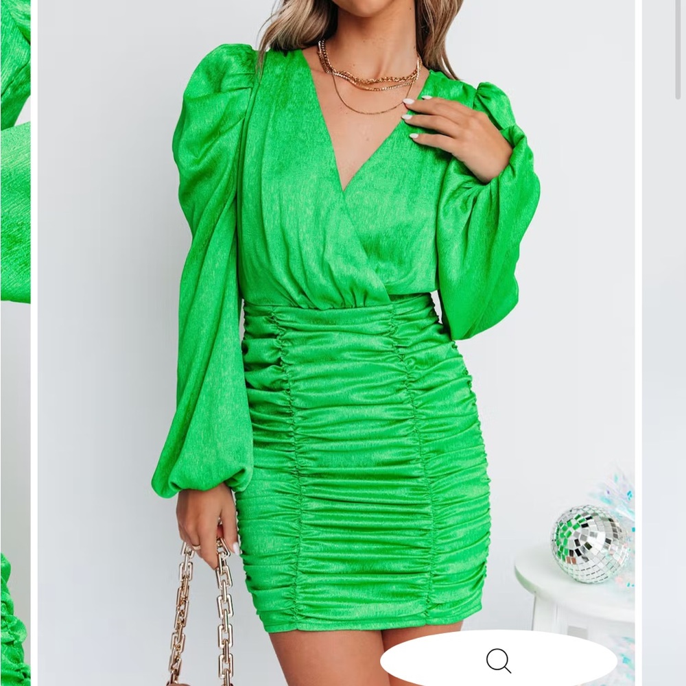 Beautiful mind ruched puff sleeve mini dress